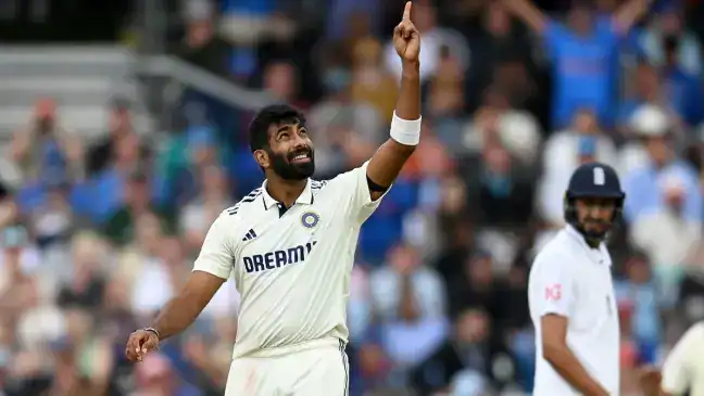 Showers Threaten Headingley Finale: England v India Test Day 5 1 Indian bowler Jasprit Bumrah appealing under gray, cloudy skies at Headingley.